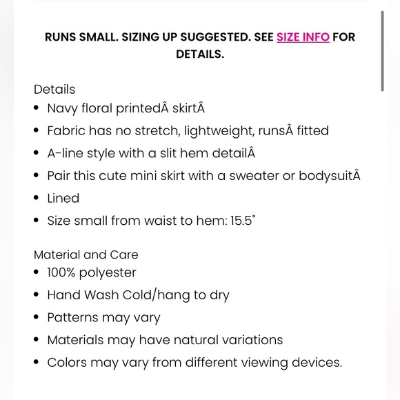 Navy & white floral skirt - Picture 6 of 7